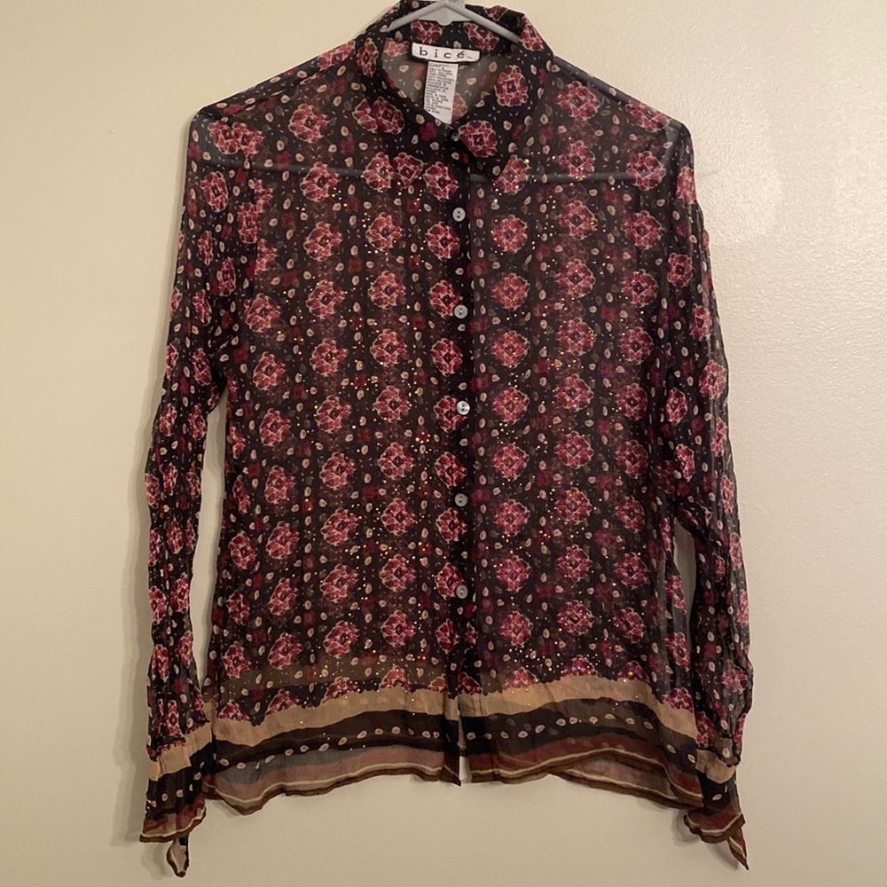 Bice Women Long Sleeve Silk Top  Size 6